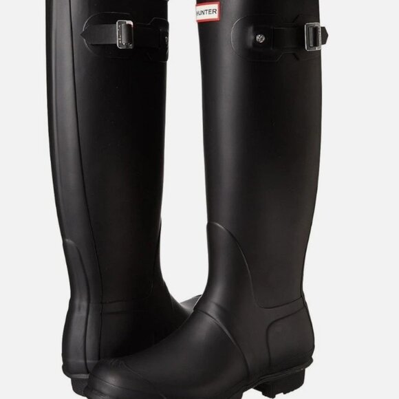 Hunter Original Tall Rubber Rain Snow Boots Matted Black Size US 11 NEW - Picture 1 of 7